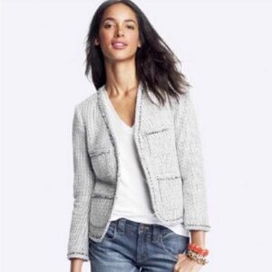 J. Crew Gray Fringed Tweed Jacket